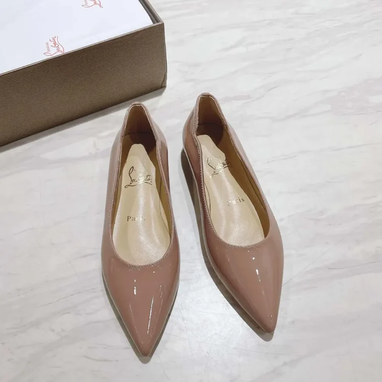 Christian Louboutin Women Hot Chickita Ballerinas Patent Calf Leather-Sandy