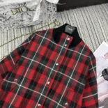 Dior Men Cannage Bomber Jacket with Vest Red, Gray and Black Check'n'Dior Virgin Wool