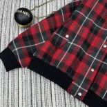 Dior Men Cannage Bomber Jacket with Vest Red, Gray and Black Check'n'Dior Virgin Wool