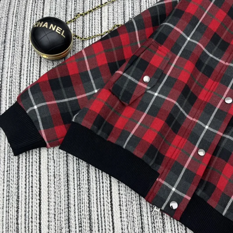 Dior Men Cannage Bomber Jacket with Vest Red, Gray and Black Check'n'Dior Virgin Wool