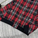 Dior Men Cannage Bomber Jacket with Vest Red, Gray and Black Check'n'Dior Virgin Wool