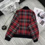Dior Men Cannage Bomber Jacket with Vest Red, Gray and Black Check'n'Dior Virgin Wool