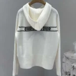 Dior Men DiorAlps Hooded Sweater White Wool and Cashmere Knit with Navy Blue Dior Star Motif