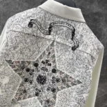 Dior Men Jacket White Cotton Denim with Gold-Tone Dior Around the World Motif