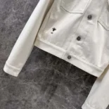Dior Men Jacket White Cotton Denim with Gold-Tone Dior Around the World Motif