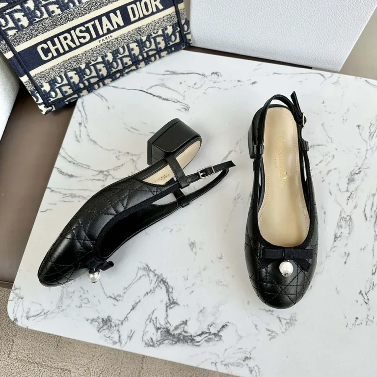Dior Women Ballet Slingback Pump Black Quilted Cannage Calfskin