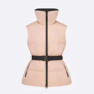 Dior Women DiorAlps Belted Puffer Vest Pink Quilted Technical Taffeta