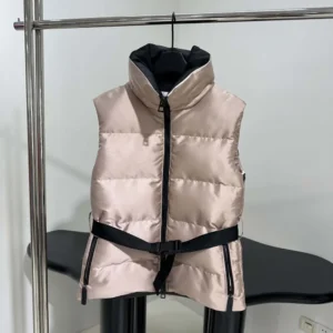 Dior Women DiorAlps Belted Puffer Vest Pink Quilted Technical Taffeta