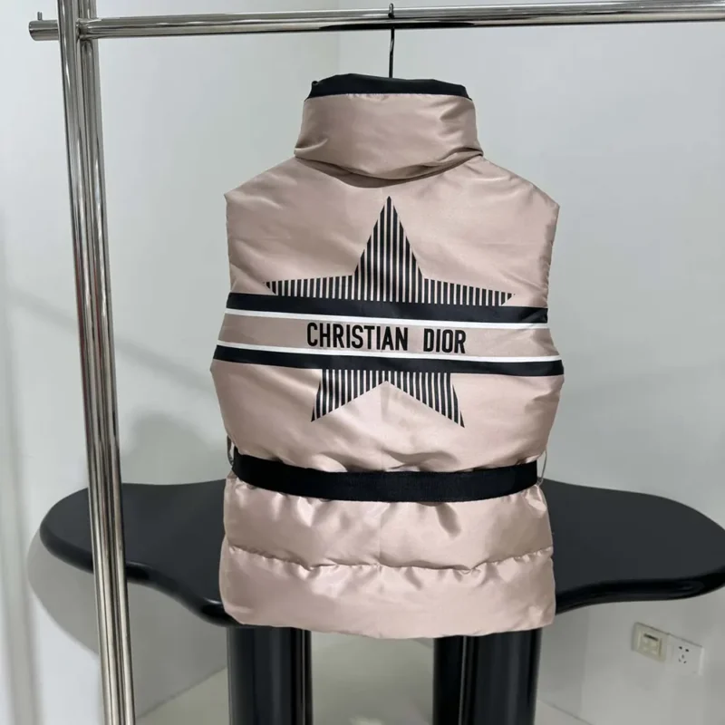 Dior Women DiorAlps Belted Puffer Vest Pink Quilted Technical Taffeta