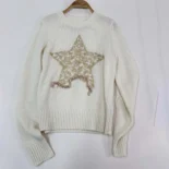 Dior Women Embroidered Sweater Ecru Cashmere Knit-514S57G0027