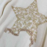 Dior Women Embroidered Sweater Ecru Cashmere Knit-514S57G0027