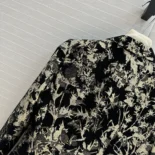 Dior Women Fitted Jacket Black Technical Fabric with Gold-Tone Dior Chardons Motif in Metallic Thread