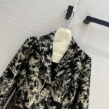 Dior Women Fitted Jacket Black Technical Fabric with Gold-Tone Dior Chardons Motif in Metallic Thread