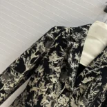 Dior Women Fitted Jacket Black Technical Fabric with Gold-Tone Dior Chardons Motif in Metallic Thread