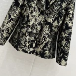 Dior Women Fitted Jacket Black Technical Fabric with Gold-Tone Dior Chardons Motif in Metallic Thread