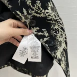 Dior Women Fitted Jacket Black Technical Fabric with Gold-Tone Dior Chardons Motif in Metallic Thread