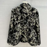 Dior Women Fitted Jacket Black Technical Fabric with Gold-Tone Dior Chardons Motif in Metallic Thread