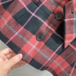 Dior Women Fitted Short-Sleeved Jacket Pink Gray and White Check'n'Dior Virgin Wool