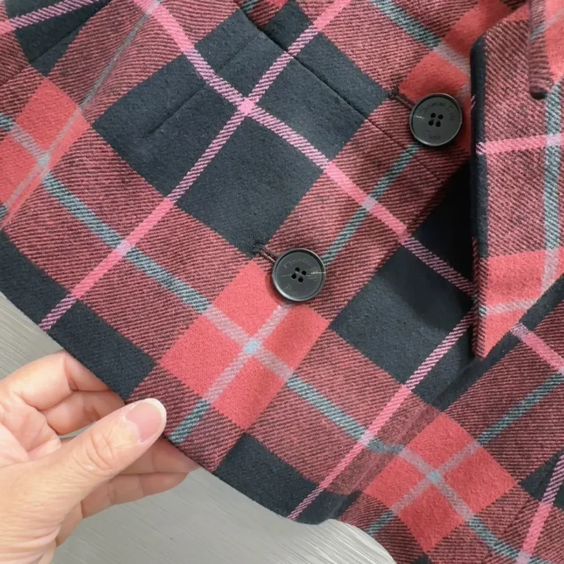 Dior Women Fitted Short-Sleeved Jacket Pink Gray and White Check'n'Dior Virgin Wool