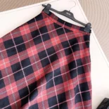 Dior Women Flared Mid-Length Skirt Pink Gray and White Check'n'Dior Virgin Wool