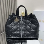 Dior Women Large Dior Toujours Bag Black Macrocannage Calfskin