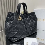 Dior Women Large Dior Toujours Bag Black Macrocannage Calfskin