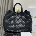 Dior Women Large Dior Toujours Bag Black Macrocannage Calfskin