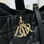 Dior Women Large Dior Toujours Bag Black Macrocannage Calfskin