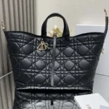 Dior Women Large Dior Toujours Bag Black Macrocannage Calfskin