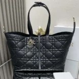 Dior Women Large Dior Toujours Bag Black Macrocannage Calfskin