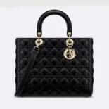 Dior Women Large Lady Dior Bag Black Cannage Lambskin M0566ONGE