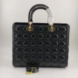 Dior Women Large Lady Dior Bag Black Cannage Lambskin M0566ONGE
