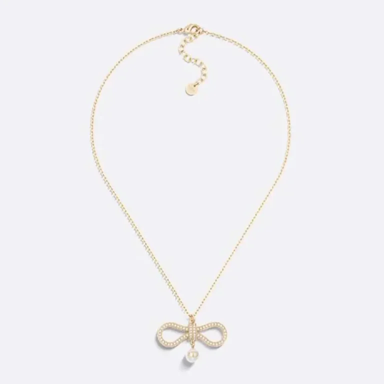 Dior Women Le Nœud de Dior Necklace Champagne-Finish Metal with a White Resin Pearl