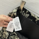 Dior Women Mid-Length Straight Skirt Black Technical Fabric with Gold-Tone Dior Chardons Motif