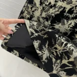 Dior Women Mid-Length Straight Skirt Black Technical Fabric with Gold-Tone Dior Chardons Motif