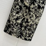 Dior Women Mid-Length Straight Skirt Black Technical Fabric with Gold-Tone Dior Chardons Motif