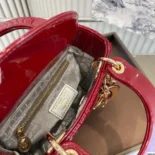 Dior Women Mini Lady Dior Bag Cherry Red Patent Cannage Calfskin