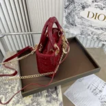 Dior Women Mini Lady Dior Bag Cherry Red Patent Cannage Calfskin