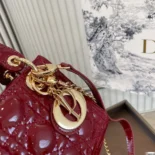 Dior Women Mini Lady Dior Bag Cherry Red Patent Cannage Calfskin