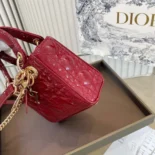 Dior Women Mini Lady Dior Bag Cherry Red Patent Cannage Calfskin