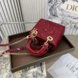 Dior Women Mini Lady Dior Bag Cherry Red Patent Cannage Calfskin