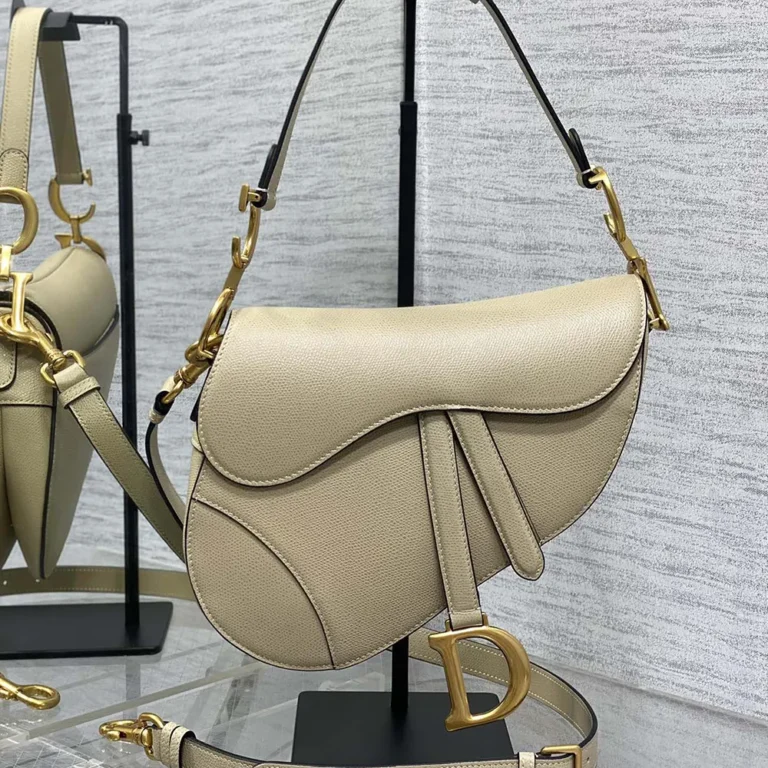 Dior Women Saddle Bag with Strap Sand-Colored Grained Calfskin M0455CBAA