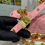 Dior Women Small Dior Caro Bag Pink Supple Cannage Calfskin