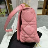 Dior Women Small Dior Caro Bag Pink Supple Cannage Calfskin
