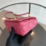 Dior Women Small Dior Caro Bag Rose Supple Cannage Calfskin