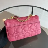 Dior Women Small Dior Caro Bag Rose Supple Cannage Calfskin
