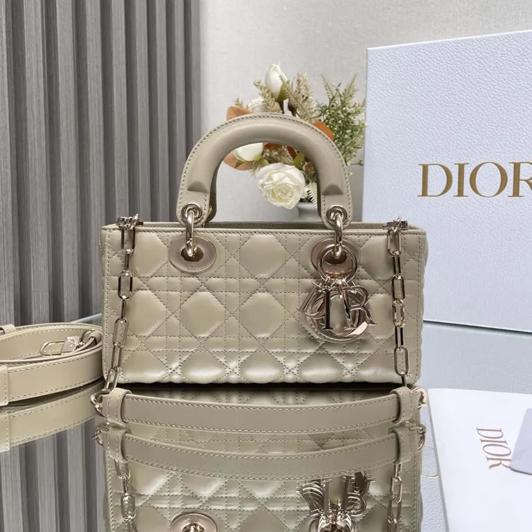 Dior Women Small Lady D-Joy Bag Biscuit Cannage Lambskin