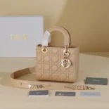 Dior Women Small Lady Dior My ABCDior Bag Sand-Colored Cannage Lambskin
