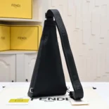 Fendi Men Roma Leather Fendi Cono One-shoulder Backpack in Black Leather