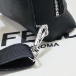Fendi Men Roma Leather Fendi Cono One-shoulder Backpack in Black Leather